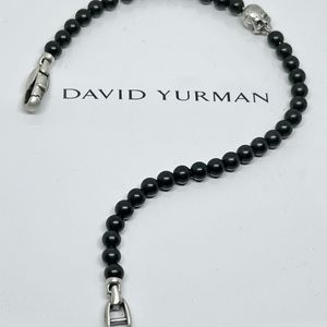 David Yurman spiritual beads bracelet with black ónix and skull  accent